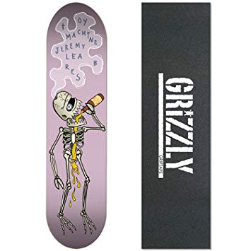 Skeleton Toy Machine Logo - TOY MACHINE Skateboard Deck LEABRES DRINKING SKELETON 8.25 GRIZZLY