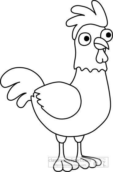 Black and White Chicken Logo - Animals Clipart- chicken-cartoon-black-white-outline-910 - Classroom ...