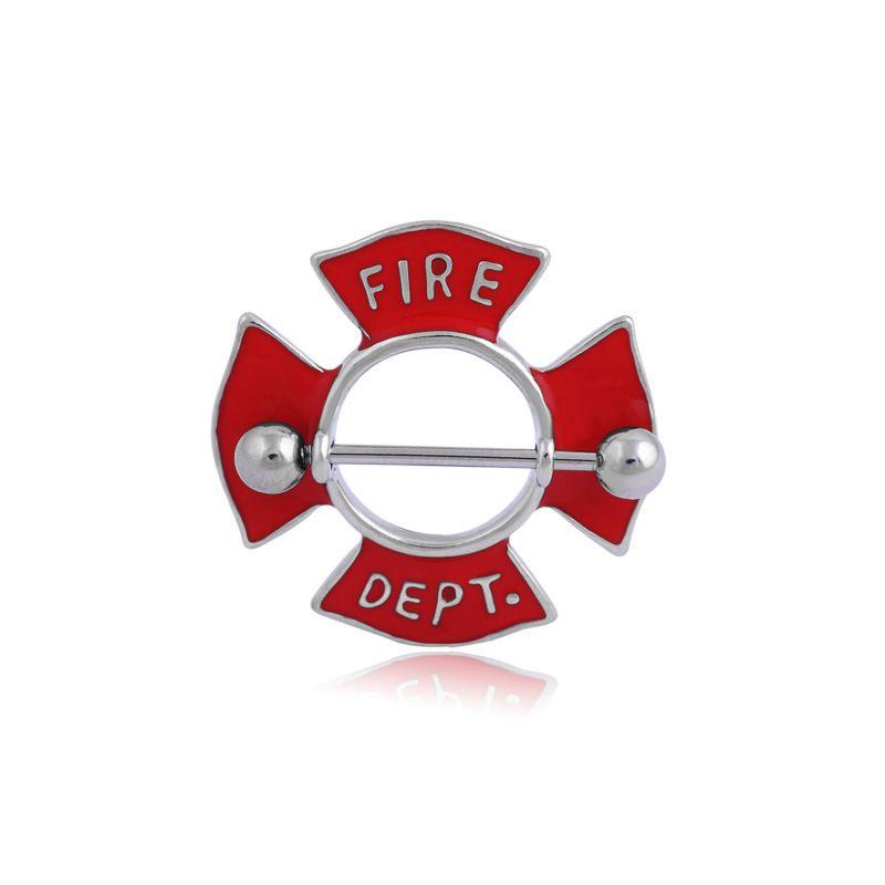 Red Cross and Shield Logo - Nb 271 Red Cross Fire Dept Nipple Ring Shield Nipple Ring