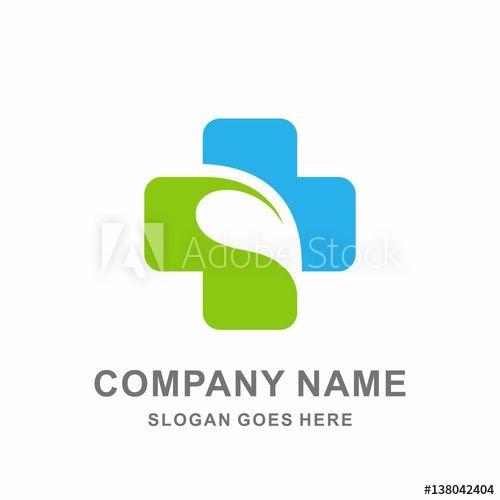 Green Payment Business Logo - Medical Pharmacy Geometric Cross Herbal Green Leaf Hospital Clinic