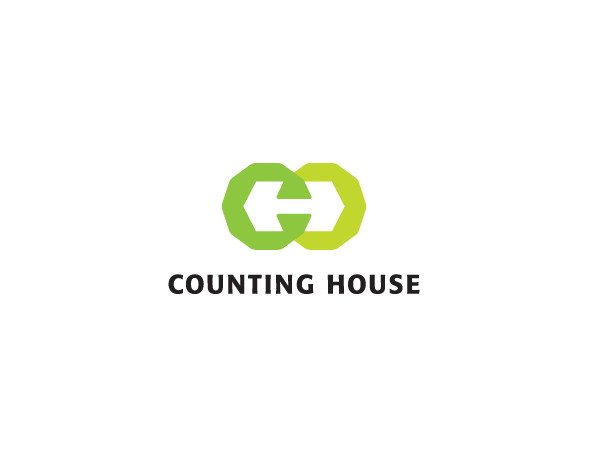 Green Payment Business Logo - The Counting House logo incorporates letters C and H along with coin