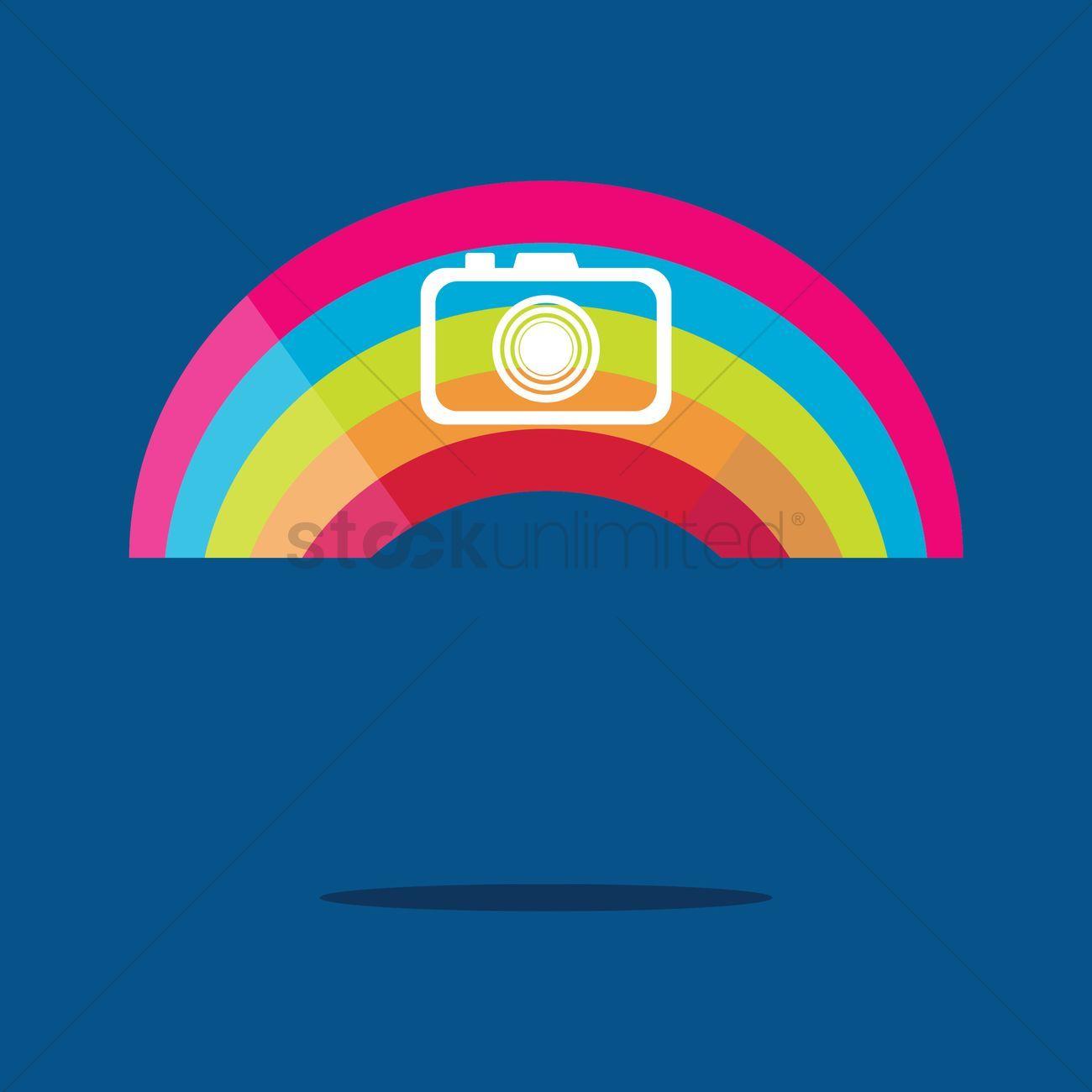 Rainbow Camera Circle Logo - Camera with rainbow Vector Image