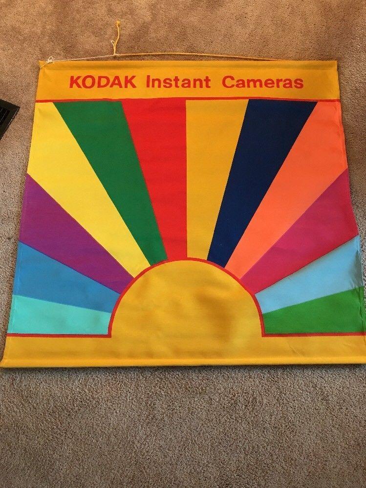 Rainbow Camera Circle Logo - Vintage Kodak Instant Camera Advertising Rainbow Cloth Banner. 42x42 ...