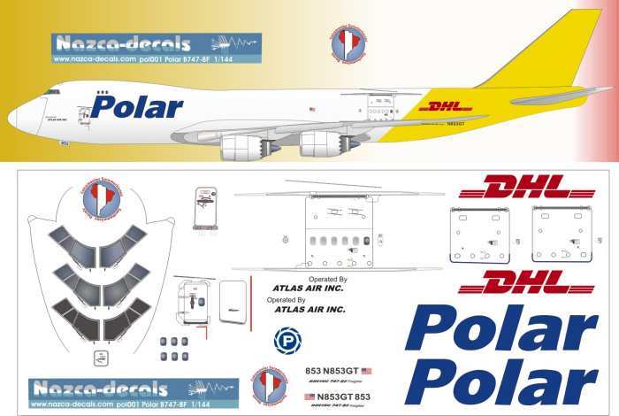Polar Air Cargo Logo - 144 Scale Decal Polar Air Cargo 747 8F