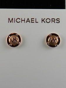 Round Steel Logo - Michael Kors Rose Goldtone Stainless Steel MK Logo Round Button Stud ...
