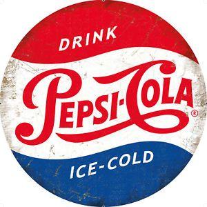 Round Steel Logo - Pepsi Cola Classic Logo Soft Drink Round Metal Steel Wall Sign