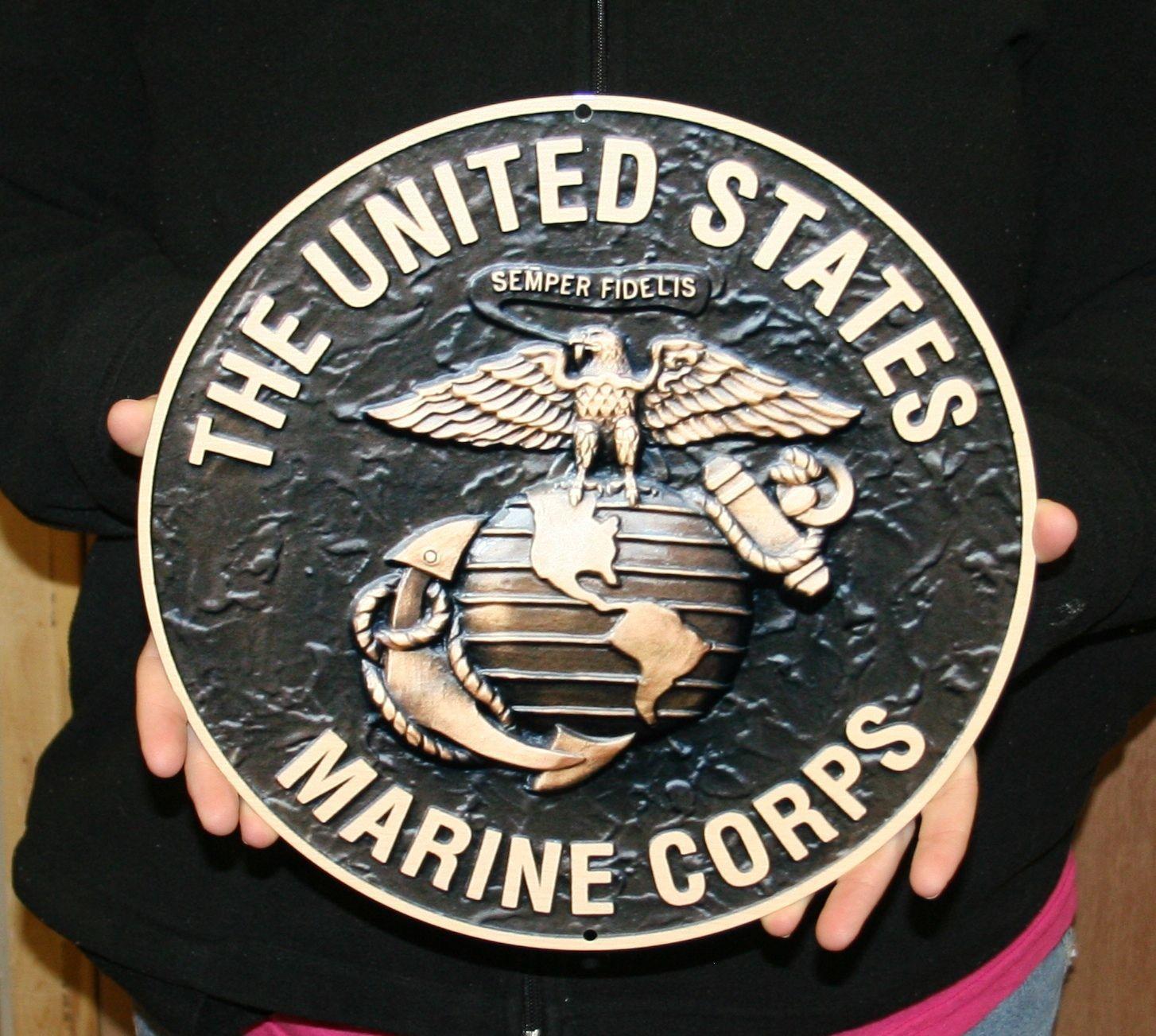 Round Steel Logo - USMC MARINES 12″ BRONZE LOGO ROUND STEEL SIGN | Custom Steel Signs ...