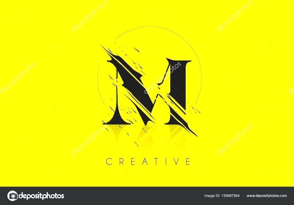 Cut Letter Logo - M Letter Design M Letter Logo With Vintage Drawing Design Destroyed