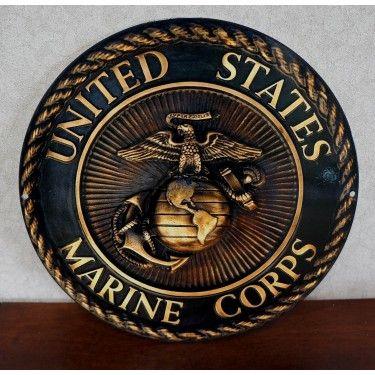 Round Steel Logo - USMC MARINES 12 BRONZE LOGO ROPE ROUND STEEL SIGN