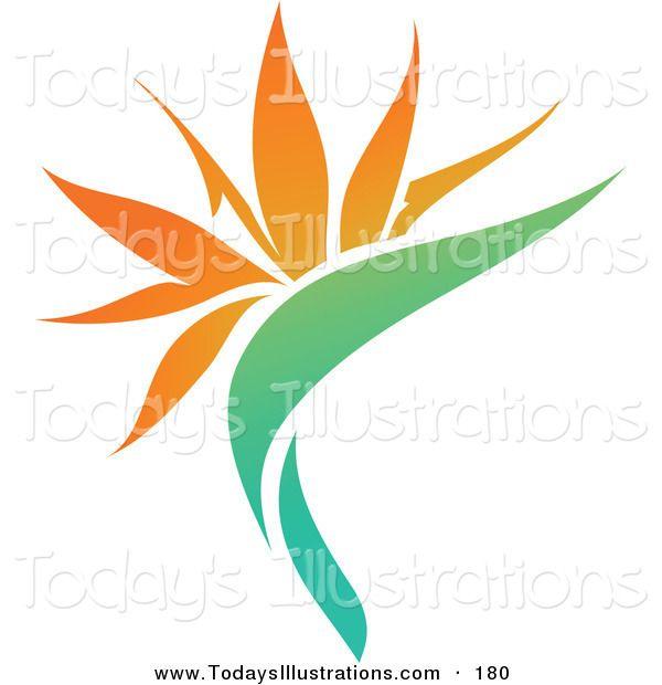 Orange Flower Logo - Clipart of an Exotic Orange Flower Logo Icon on a White Background ...