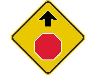 Red and Black Diamond Shaped Logo - Stop ahead sign by Australian Standards Spill Control