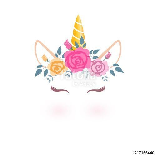Cute Unicorn Logo - Cute unicorn head with flower crown. 