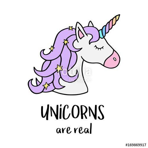 Cute Unicorn Logo - Magical colorful unicorn head with empty ribbon. Unicorn vector ...