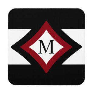 Red and Black Diamond Shaped Logo - Red And Black Diamond Shapes Drink & Beverage Coasters