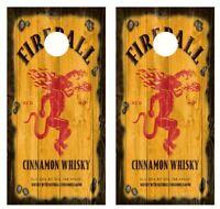 Fireball Whiskey Logo - Fireball Cinnamon Whiskey And Dragon Barnwood Cornhole Board Wraps ...