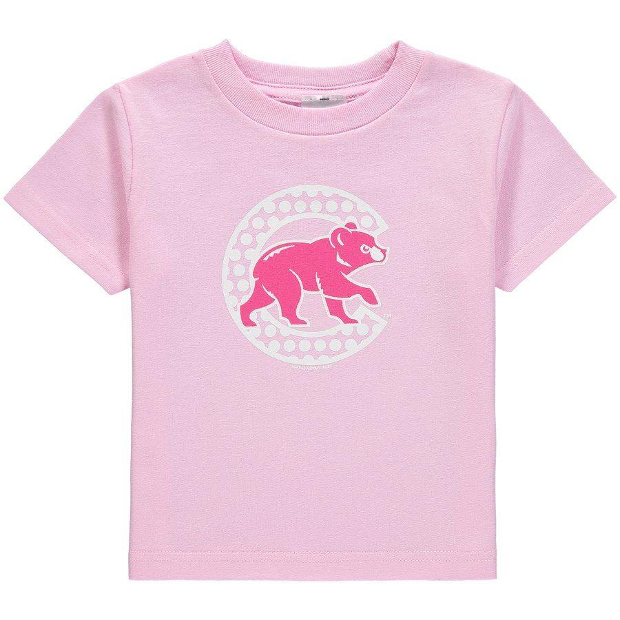 Pink Chicago Logo - Toddler Girls Chicago Cubs Soft as a Grape Pink Polka Dot Logo T-Shirt