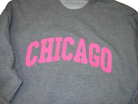 Pink Chicago Logo - Chicago Adult Bold Sweatshirt - pink letters - Great Chicago Gifts