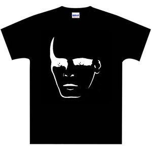 Black Face Logo - METALLIC SILVER Tubeway Army Face Logo On Black T Shirt Numan