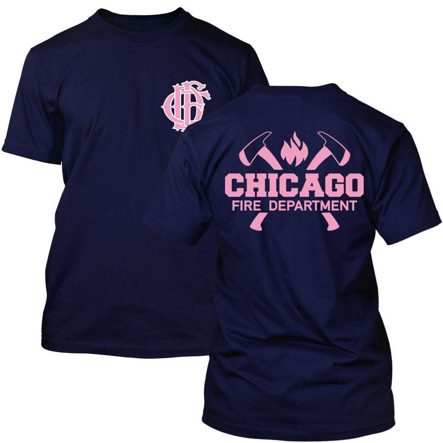 Pink Chicago Logo - Chicago Fire Dept. Shirt With Axe Logo (Pink Edition)