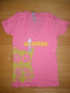 Pink Chicago Logo - NEW WOMENS PINK HOOTERS OWL LOGO STRETCHY T SHIRT CHICAGO IL