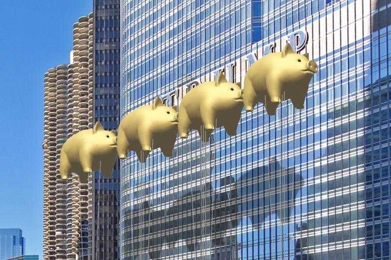 Pink Chicago Logo - Chicago architects want to hide Trump Tower logo with pigs inspired