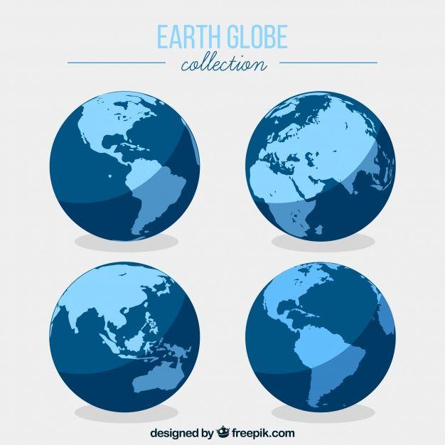 Flat World Globe Logo - Flat earth globe collection Vector