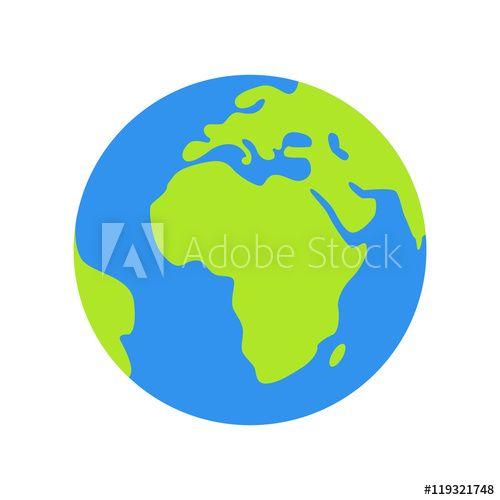 Flat World Globe Logo - Isolated planet Earth on white background. Simple flat world globe ...
