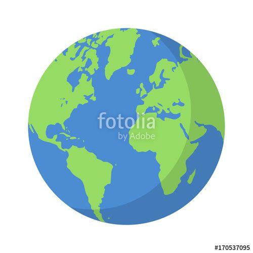 Flat World Globe Logo - Planet earth or world globe with oceans and water flat vector color