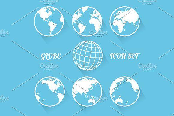 Flat World Globe Logo - Vecrot globe icon set. Flat style Icon Creative Market