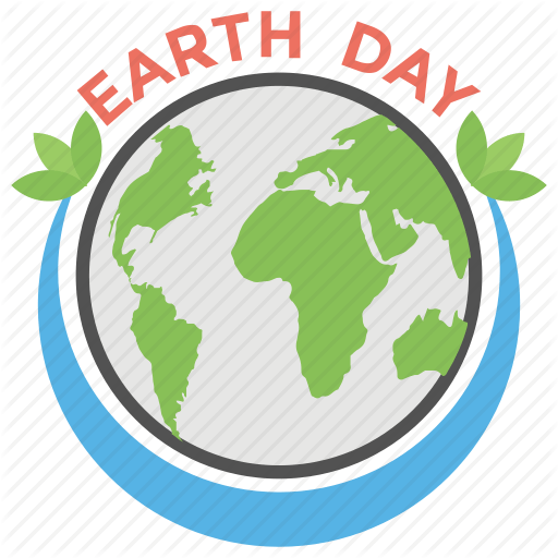 Flat World Globe Logo - Climate protection, earth day, earth day text, environmental