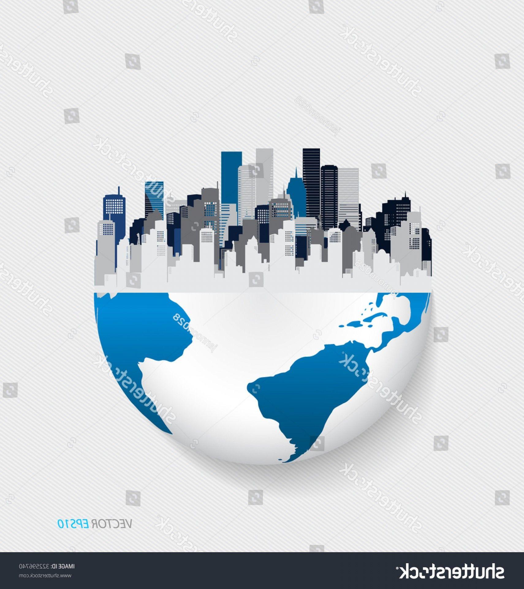 Flat World Globe Logo - City Modern Design Globe Vector Illustration