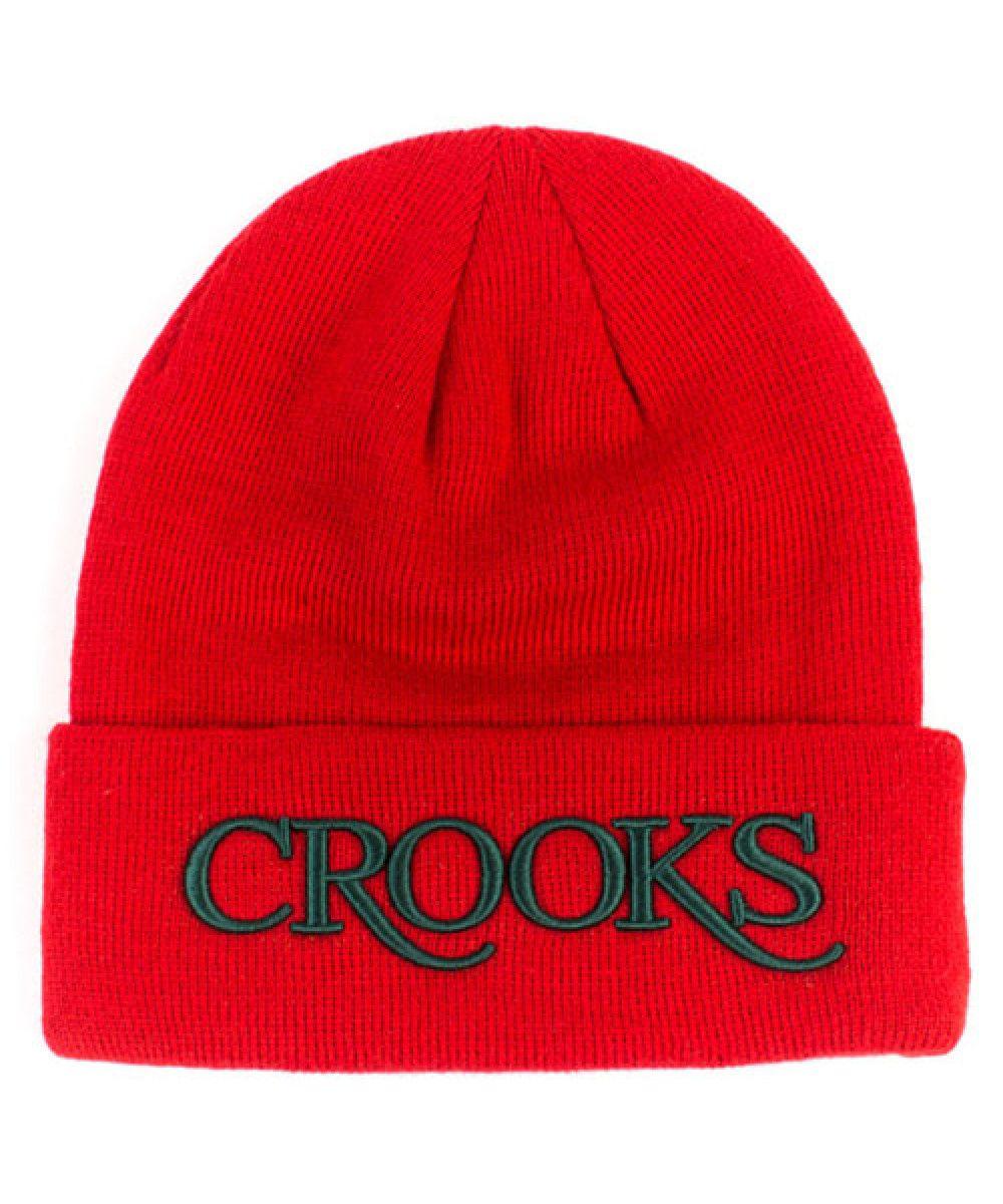 Crooks and Castles Red Logo - Beanie Hats : Crooks And Castles SERIF LOGO Knit Red Crooks