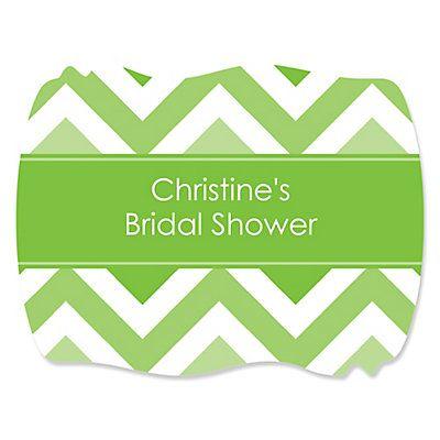 Green Squiggle Logo - Chevron Green - Personalized Bridal Shower Squiggle Stickers - 16 ct ...