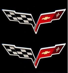 Checkered Flag Logo - 2 x Chevrolet Corvette 3D Vehicle Emblem Checkered Flag Badge Logo ...