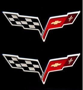 Checkered Flag Logo - x Chevrolet Corvette 3D Vehicle Emblem Checkered Flag Badge Logo