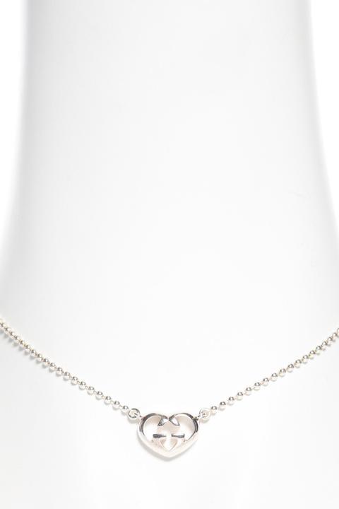 Silver Ball Logo - Gucci Silver Ball Chain & Heart GG Logo Pendant Necklace
