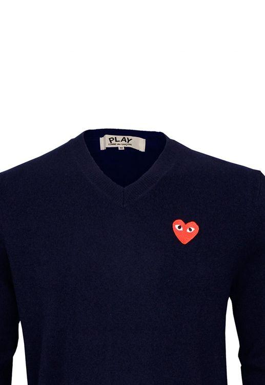 Blue and Red V Logo - Comme Des Garcons Knitwear Shop, Comme Des Garcons Red Logo V-Neck ...