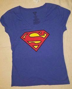 Blue and Red V Logo - DC Comics Blue Superman V Neck T Shirt S Logo (Red & Yellow) Ladies