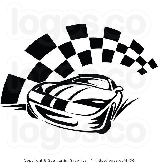 Checkered Flag Logo - Royalty Free Race Car and Checkered Flag Logo. carros e motos