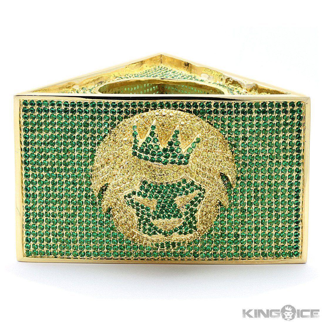 Yellow Circle Green Triangle Logo - Lion Gold Emerald Green Triangle Custom Mic Flag | Hip Hop ...