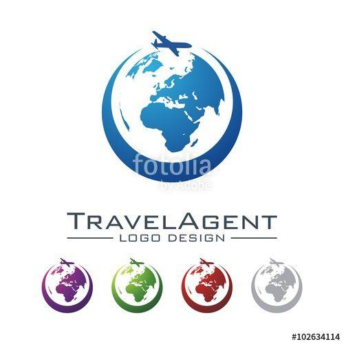 World Globe Company Logo - Travel And Tour Logo, Plane, Globe, Map, Crescent Design Logo Vector