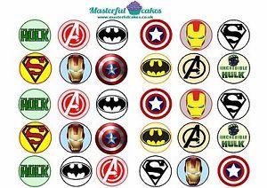 All the Avengers Logo - 30 x Avengers Logo Edible rice Paper or Icing Cup Cake Topper | eBay