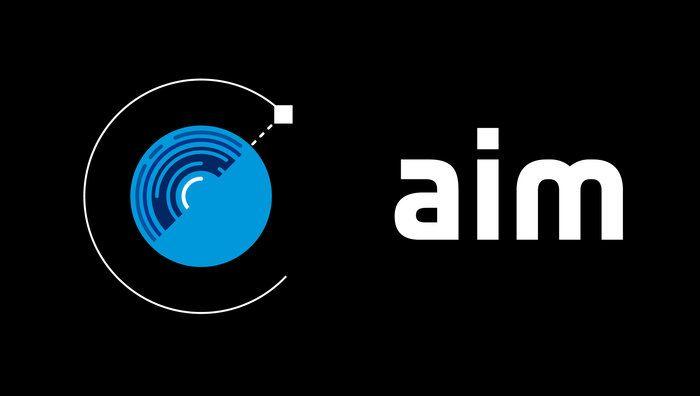 Aim Logo - Space in Image logo (negative version)