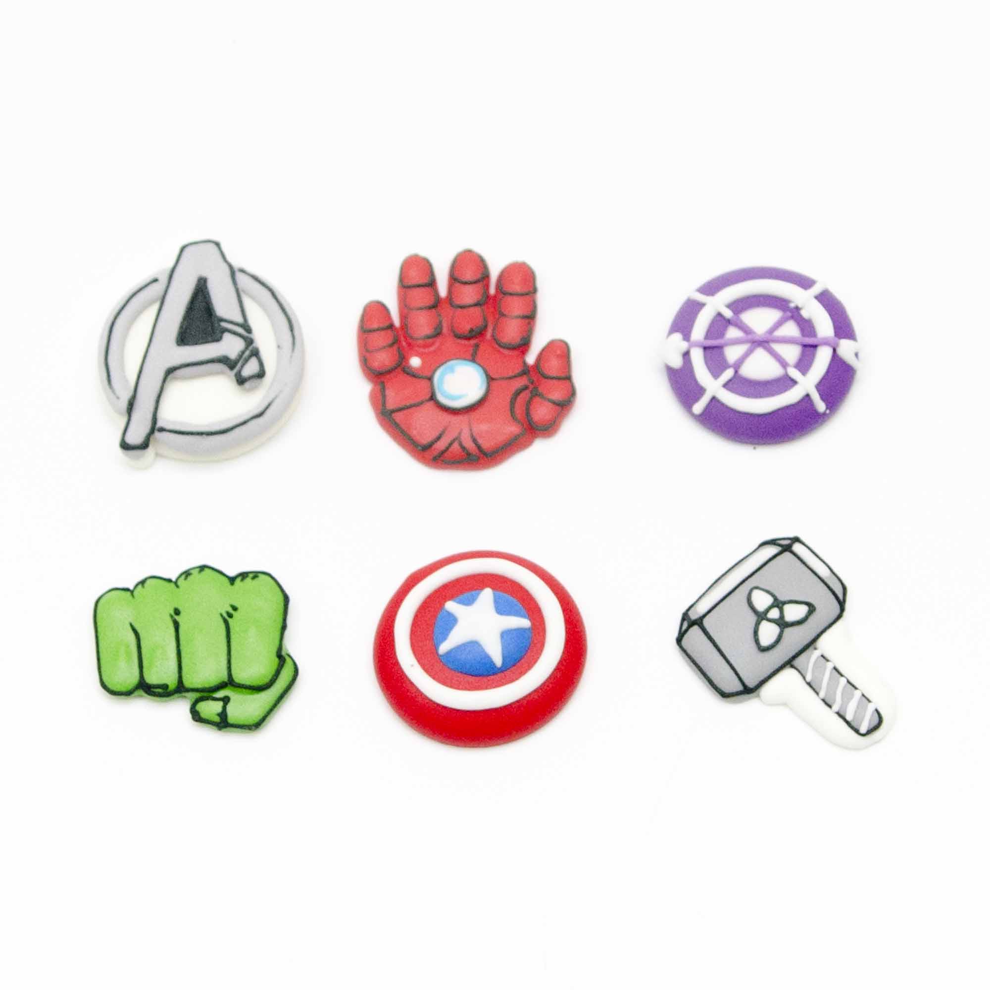 All the Avengers Logo - Avengers Logos Sugar Decorations - Pack of 6 | Lollipop Cake Supplies