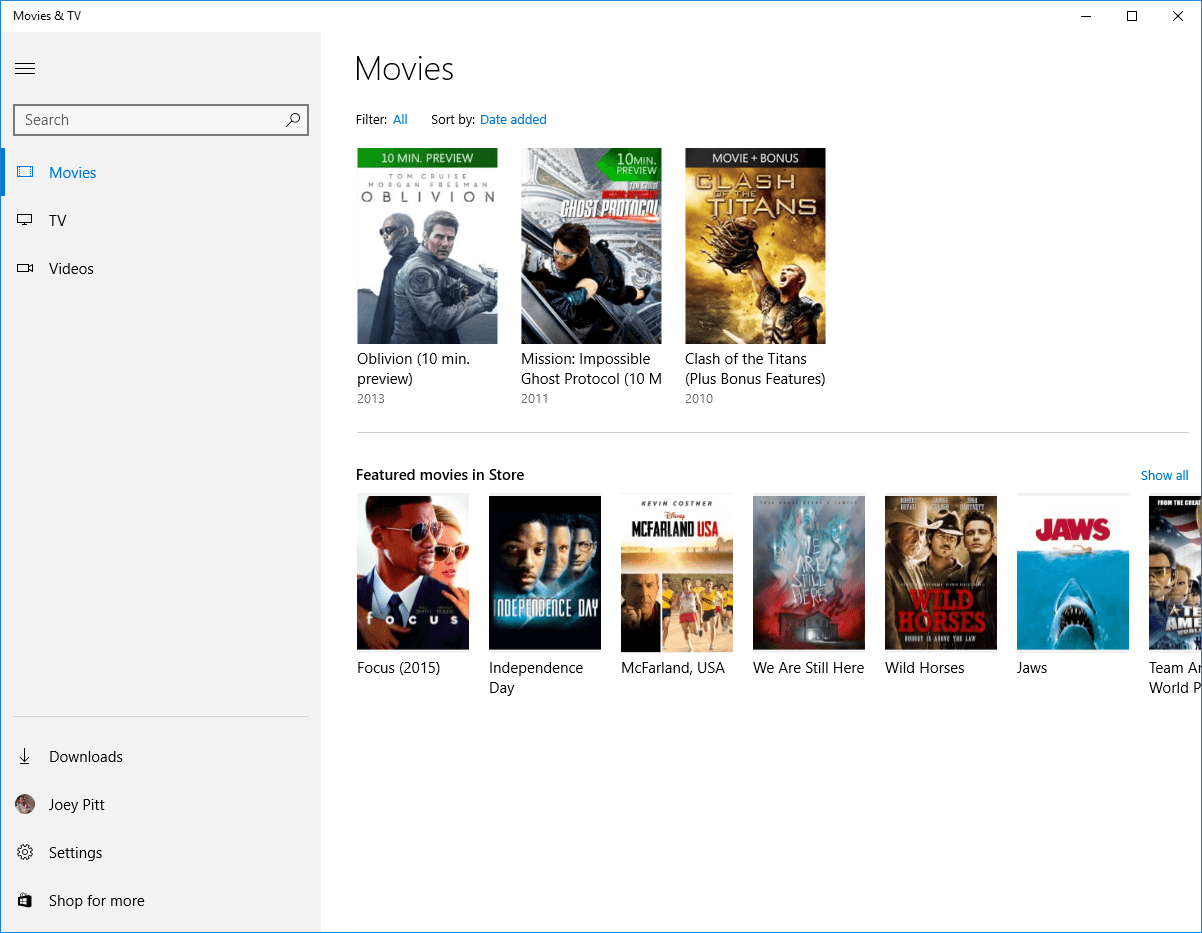 W10 Movies and TV Logo - Updates to Entertainment in Windows 10 | Windows Experience Blog