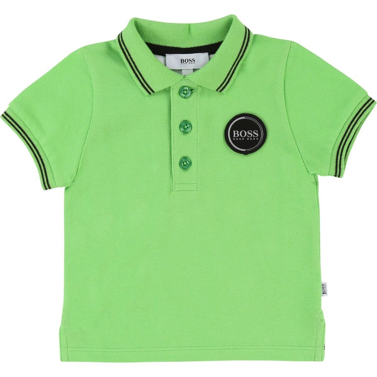 Green Button Logo - Hugo Boss Baby Green Short Sleeve Logo Polo Shirt