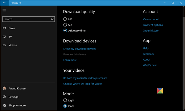 W10 Movies and TV Logo - Enable Dark Mode in Movies & TV App in Windows 10