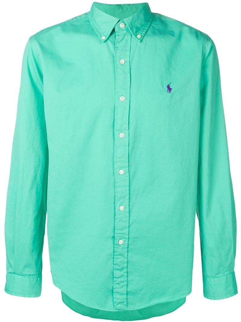 Green Button Logo - Polo Ralph Lauren Button Down Logo Shirt in Green for Men - Lyst