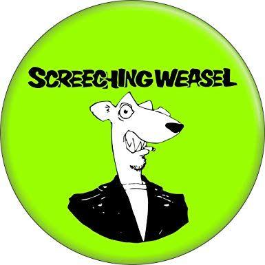 Green Button Logo - Screeching Weasel - Logo with Cartoon Weasel on Green - 1 1/4 ...