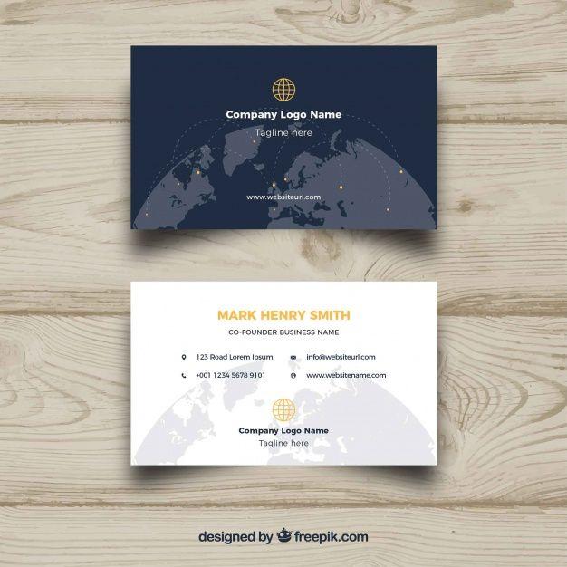 World Globe Company Logo - Business card with world globe Vector | Free Download